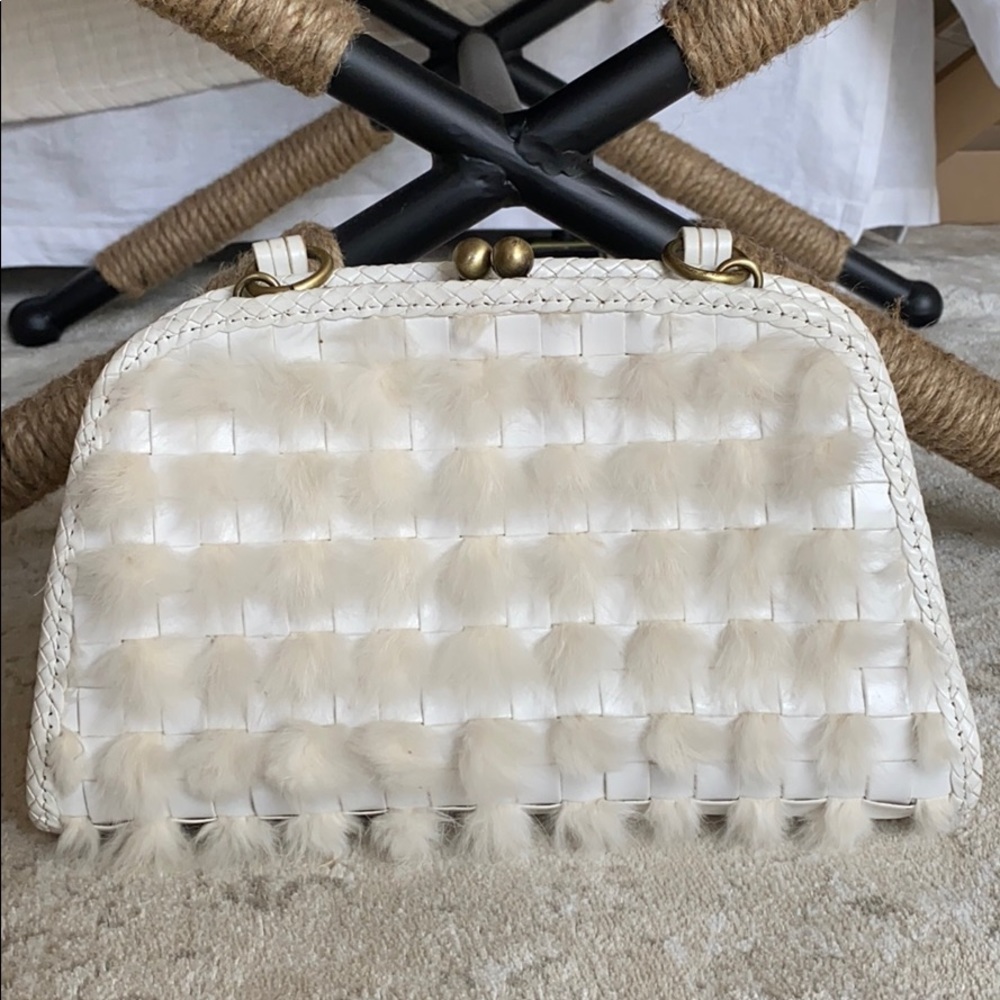 Leather/rabbit fur handbag